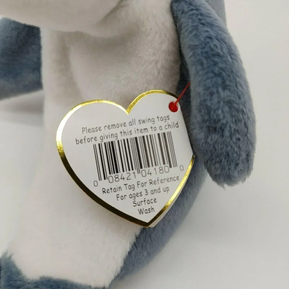Ty Beanie Babies 1996 Echo Dolphin Plush Toy with Tag Gray White Vintage